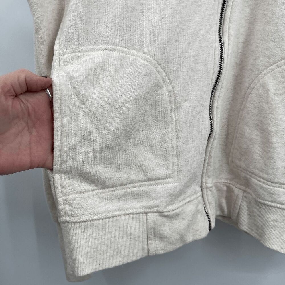 Daily Practice Beige Long Sleeve Puff Shoulder Full Zip Hoodie Jacket Medium - Picture 3 of 9
